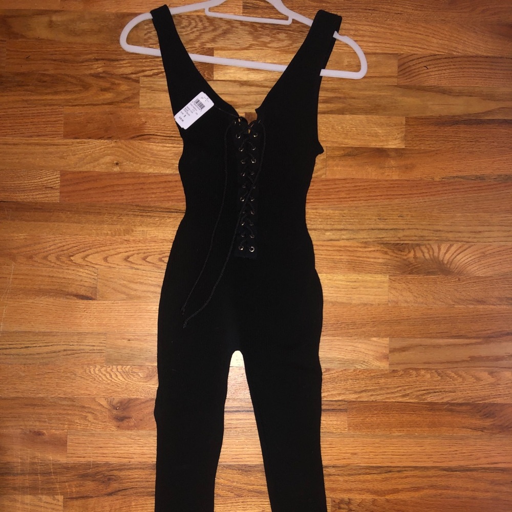 Black Catsuit with Tie Front
